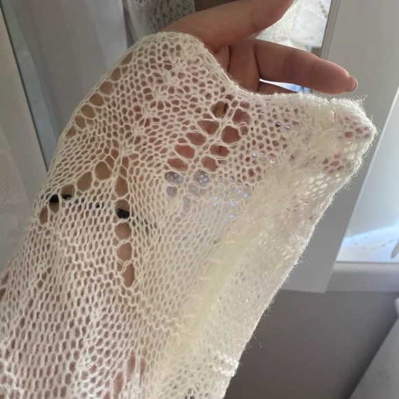 Shea Knit Fall Cardigan Loose Sweater, White - Picture 2 of 4